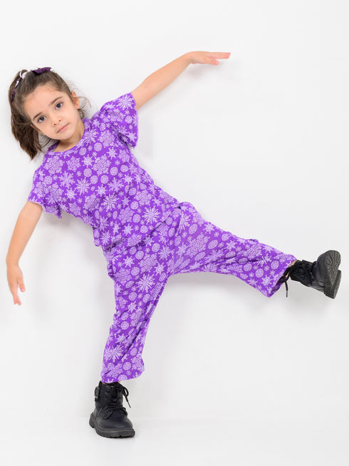 Frill Sleeves Teal Twinkle Cotton Short Set (Electric Teal)